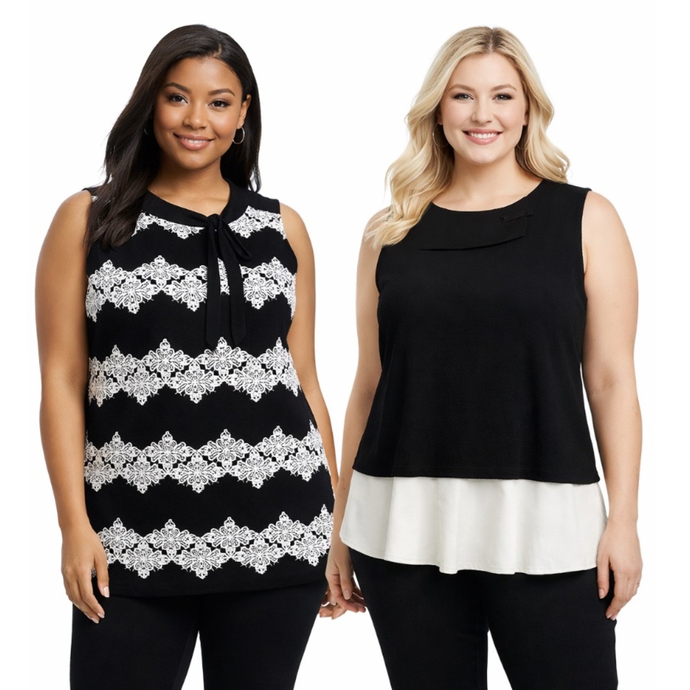New York & Company, Black and White sleeveless Top bundle , Size xl